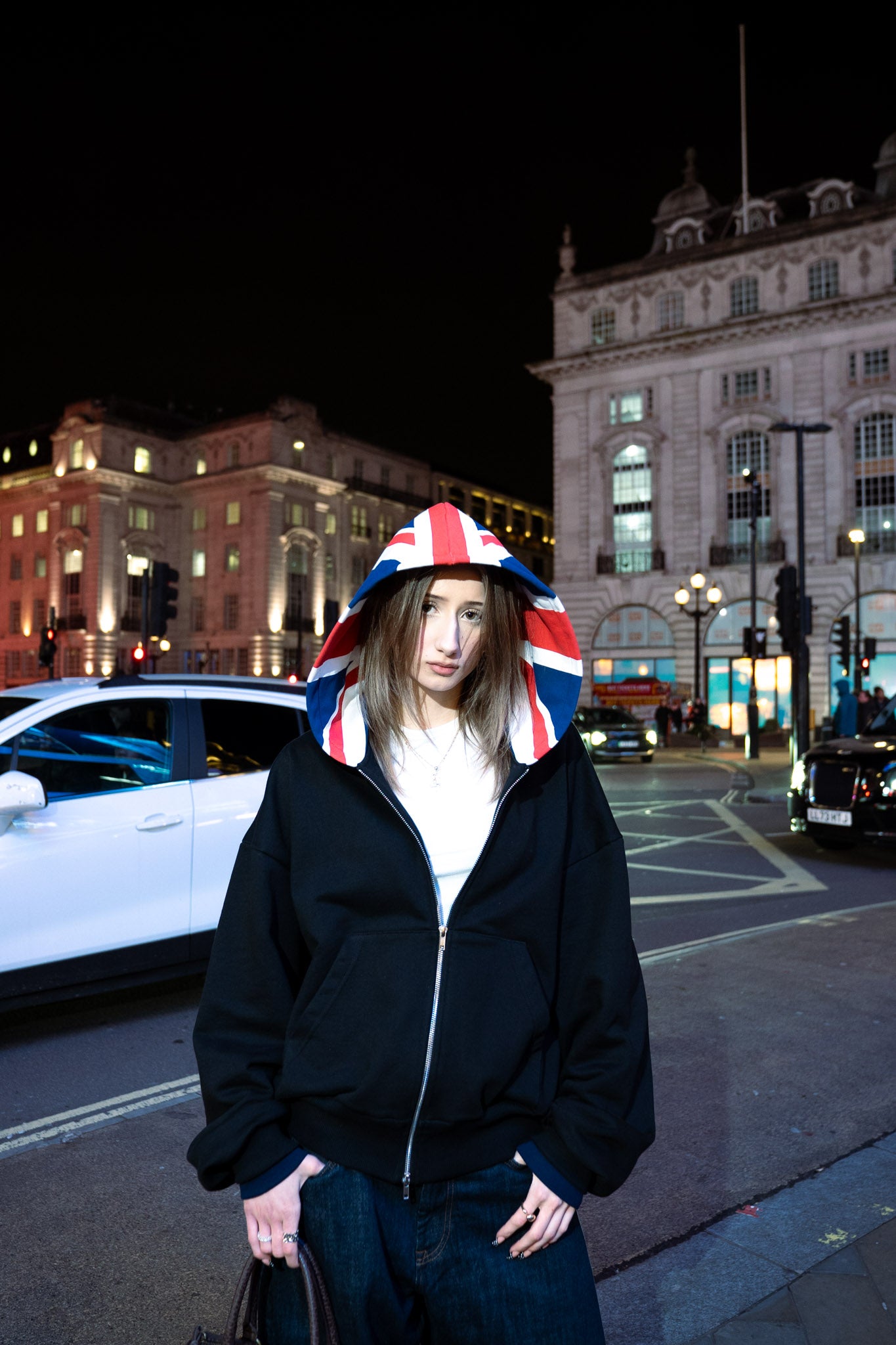 BLACK LONDON DOUBLE ZIP HOODIE