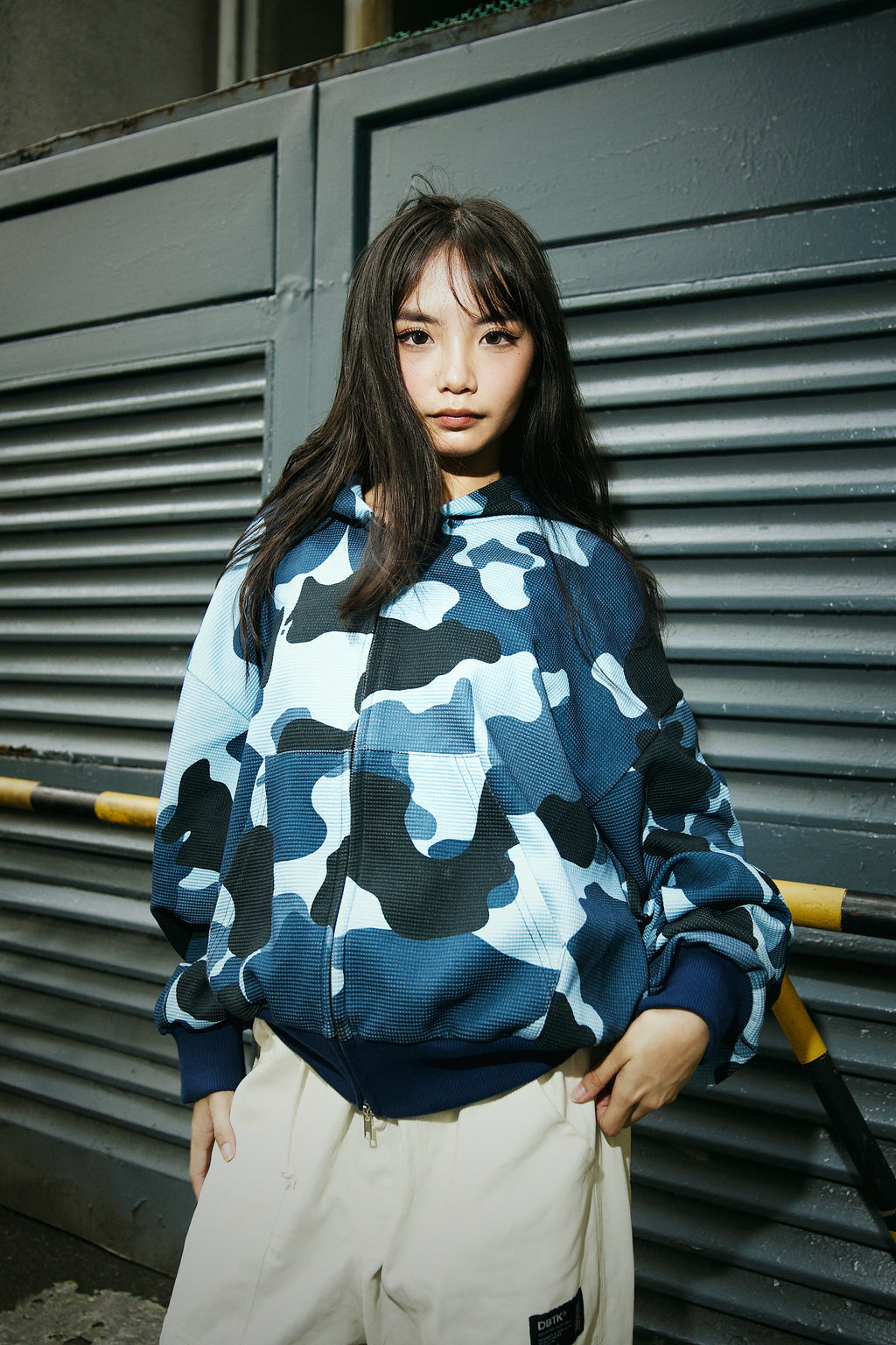 Blue Waffle Camo Double Zip Hoodie