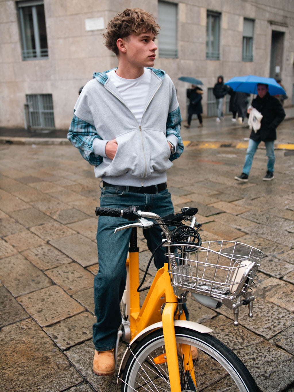 Grey Pattern Zip Hoodie