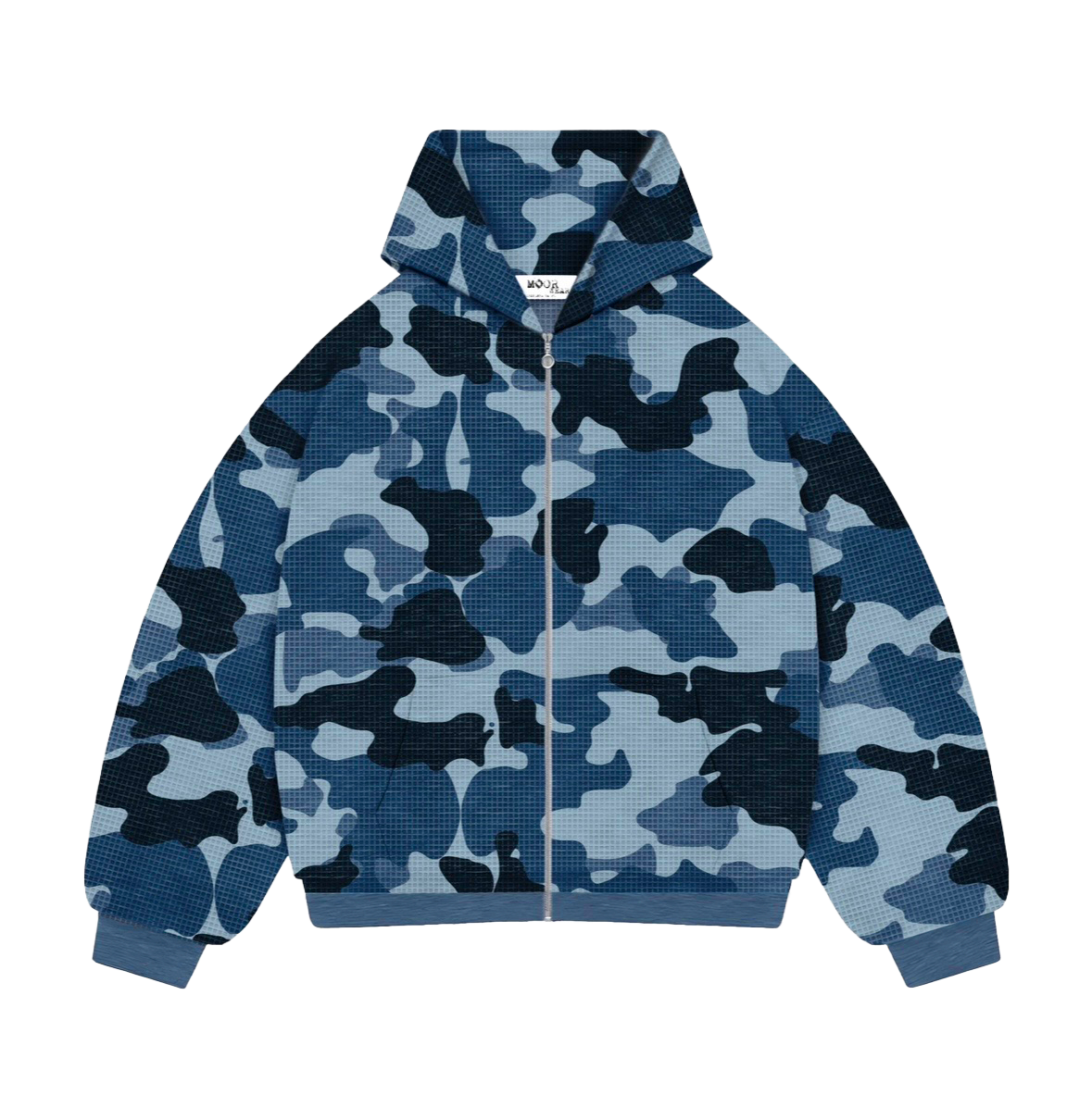 Blue Waffle Camo Double Zip Hoodie