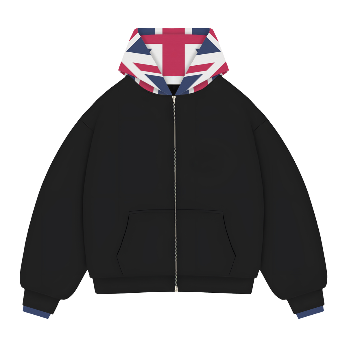 BLACK LONDON DOUBLE ZIP HOODIE