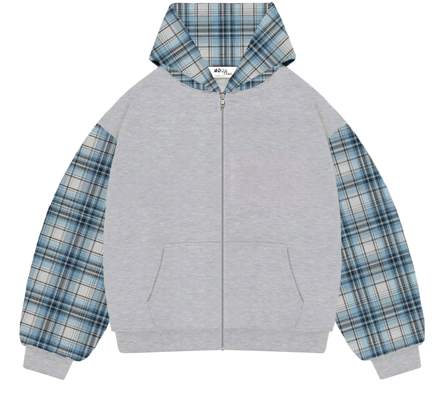 Grey Pattern Zip Hoodie