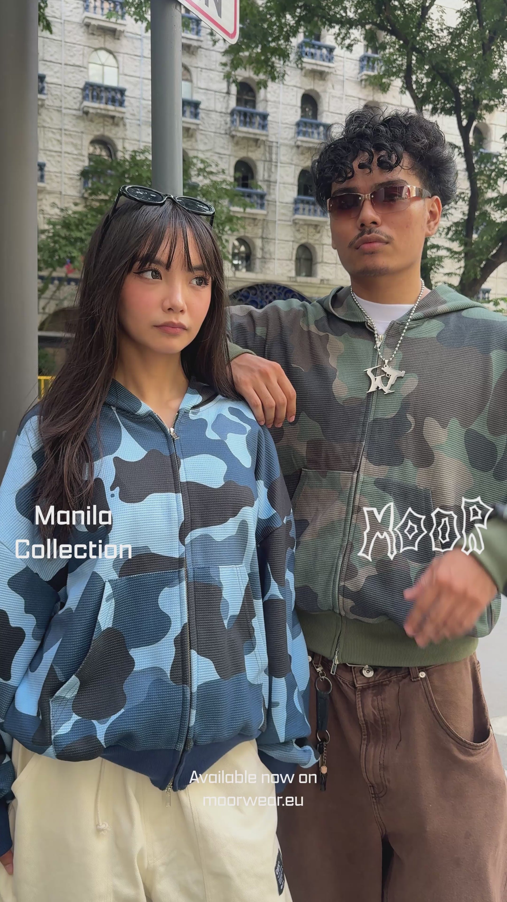 Green Waffle Camo Double Zip Hoodie